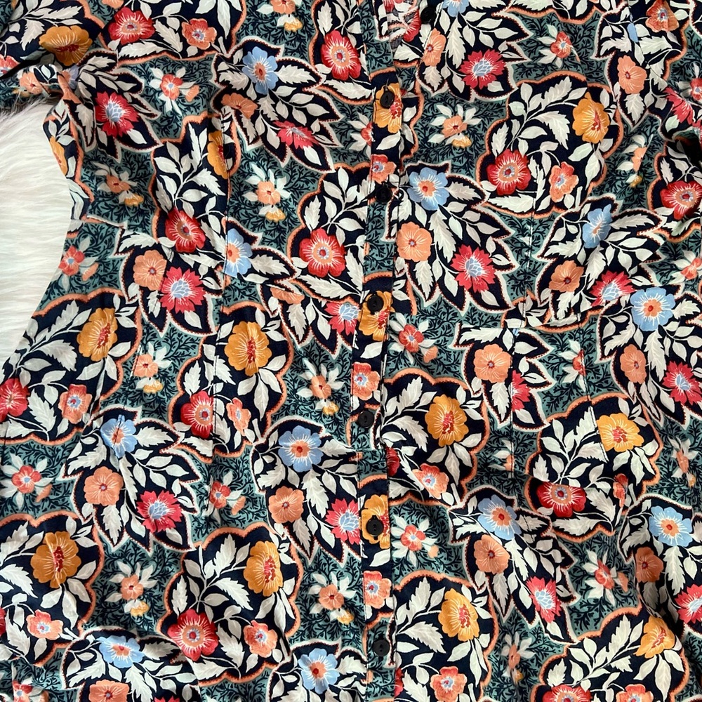 Universal Thread | Floral Button Up Peasant Sleev… - image 3
